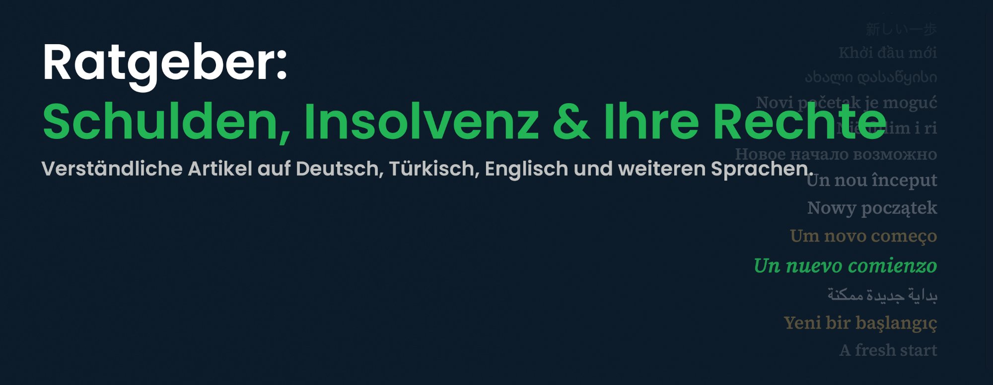 Ratgeber: Schulden, Insolvenz & Ihre Rechte – Verständliche Artikel auf Deutsch, Türkisch, Englisch und weiteren Sprachen